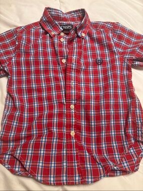Chaps Red, Blue & White Plaid Button-Down Shirt